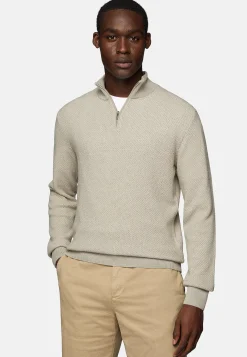 Pull Demi Zip En Mélange De Cachemire