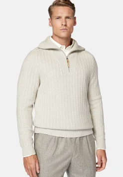 Pull Demi-Zip Sable En Laine Mérinos
