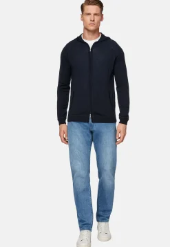 Pull Full Zip À Capuche En Laine Mérinos