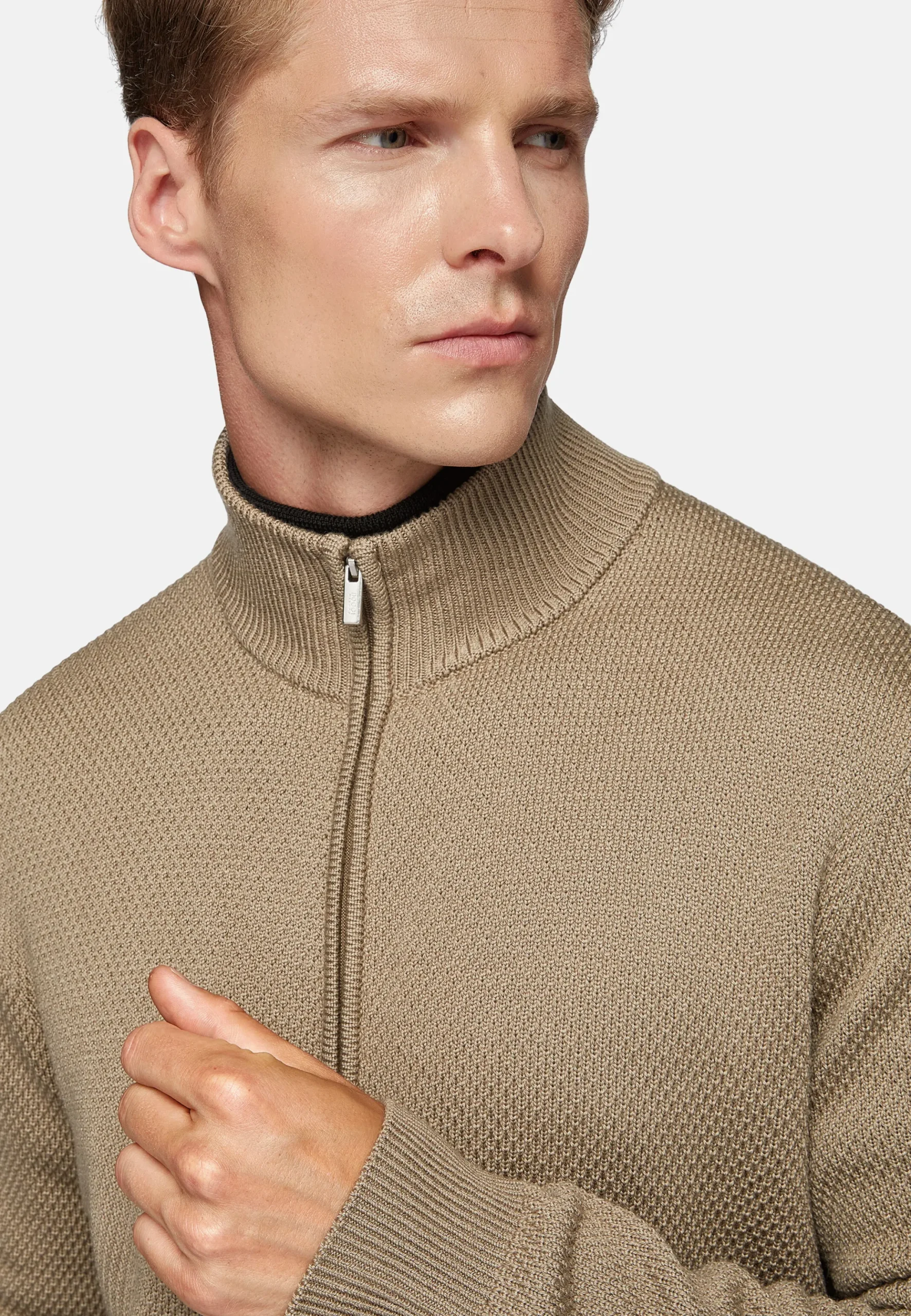 Pull Full Zip Avec Points En Laine Mérinos