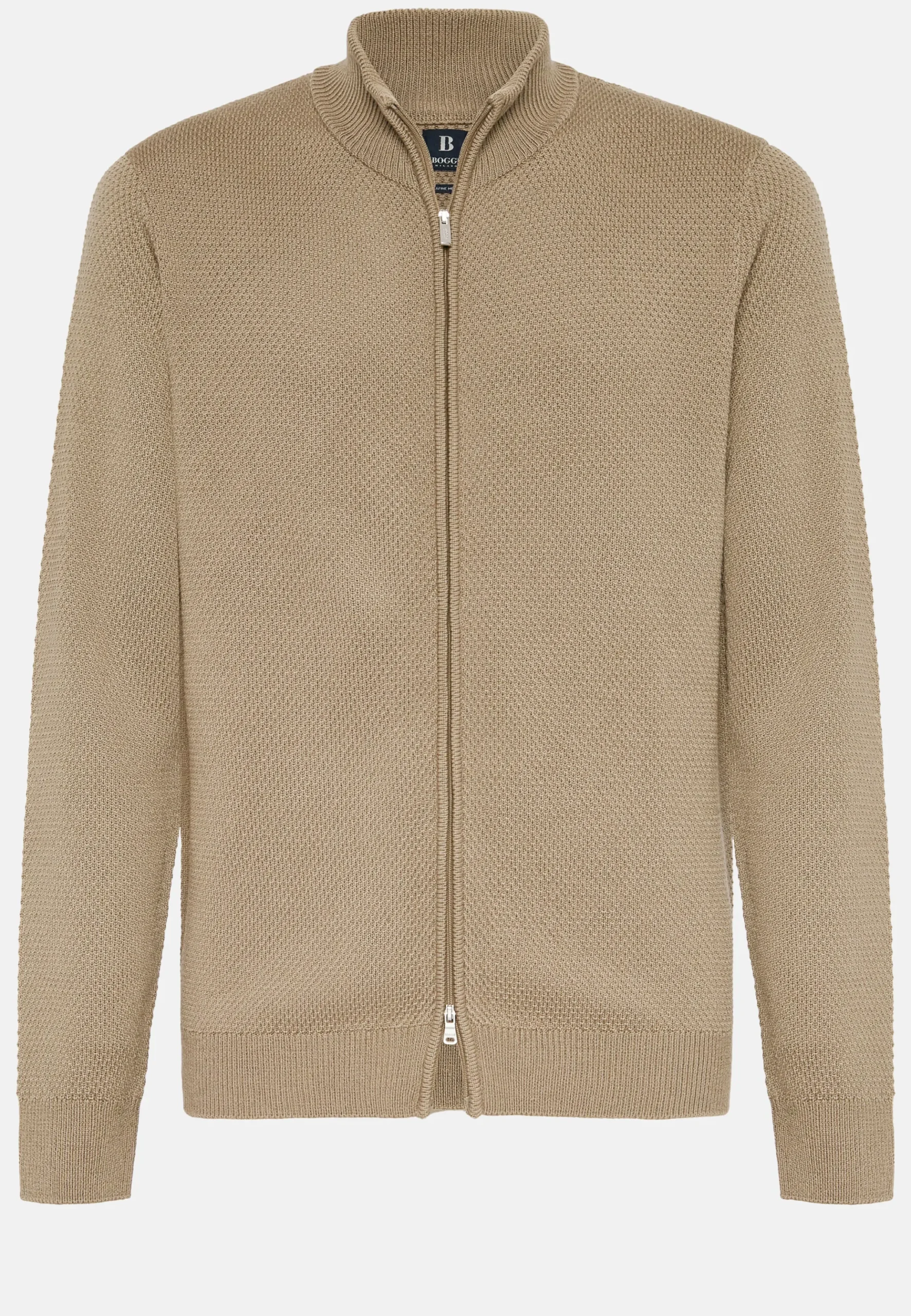 Pull Full Zip Avec Points En Laine Mérinos