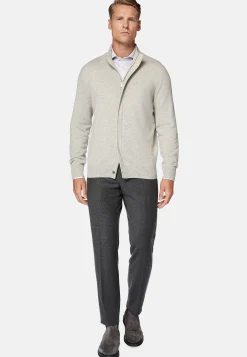 Pull Full Zip Sable En Laine Cachemire