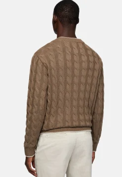 Pull Marron À Col En V En Laine Et Coton Bio