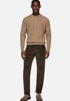 Pull Taupe À Col Rond En Laine