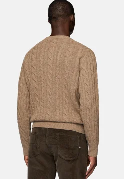 Pull Taupe À Col Rond En Laine