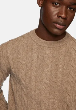 Pull Taupe À Col Rond En Laine