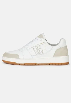 Sneakers Blanches En Cuir Avec Macro Logo