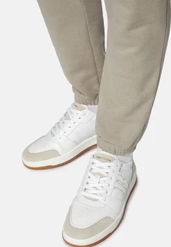 Sneakers Blanches En Cuir Avec Macro Logo