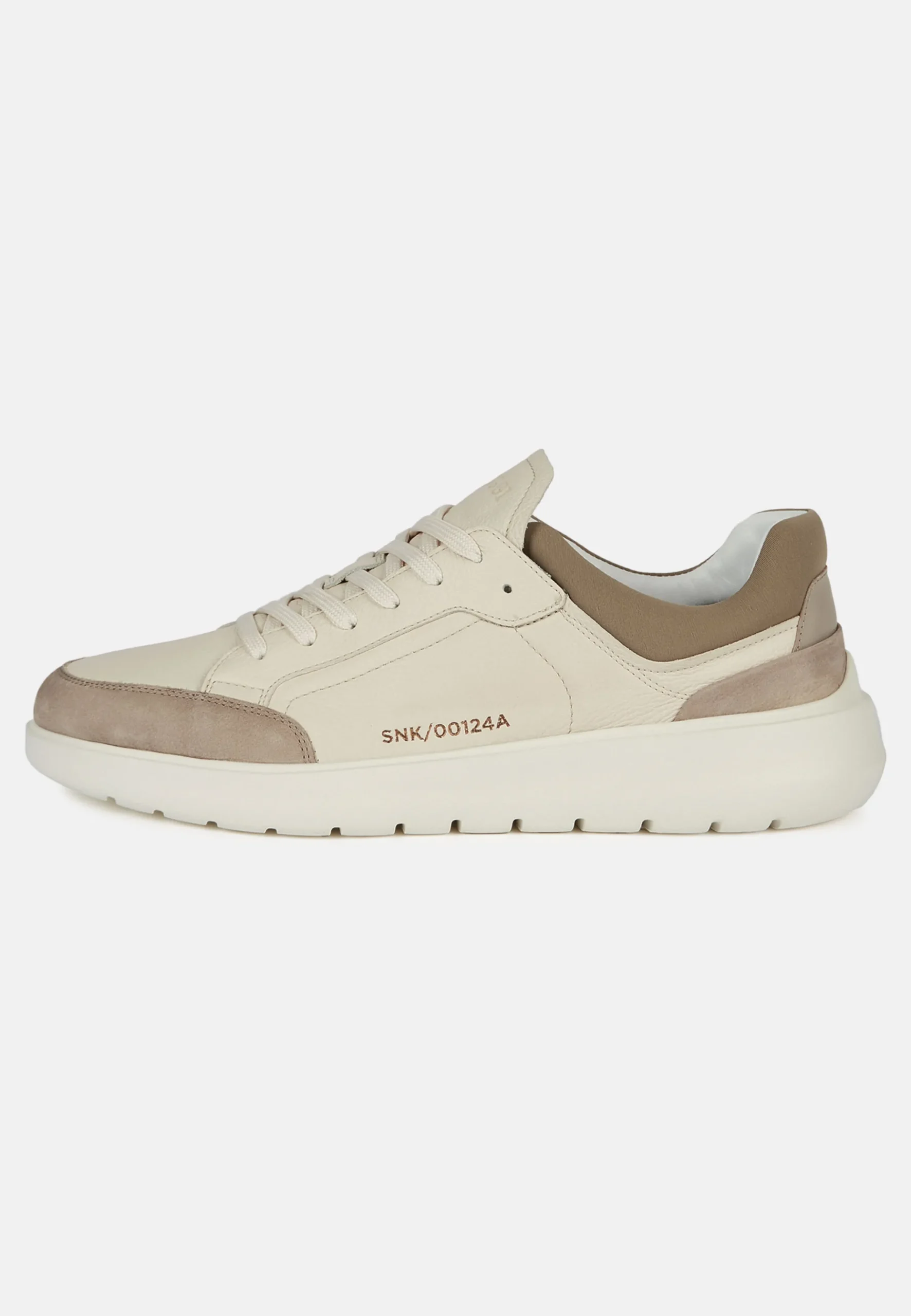 Sneakers Couleur Sable En Cuir Foulonné