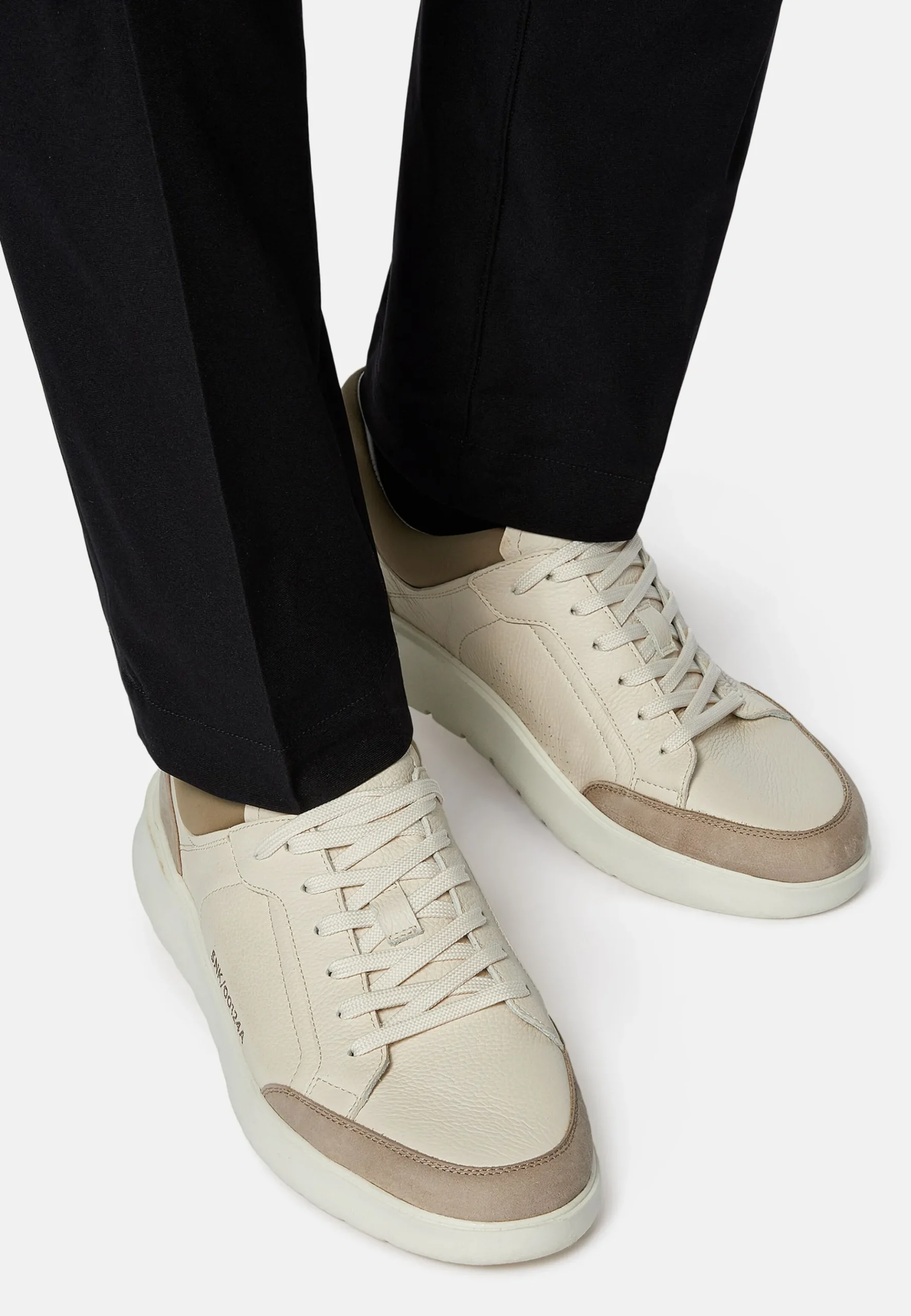 Sneakers Couleur Sable En Cuir Foulonné