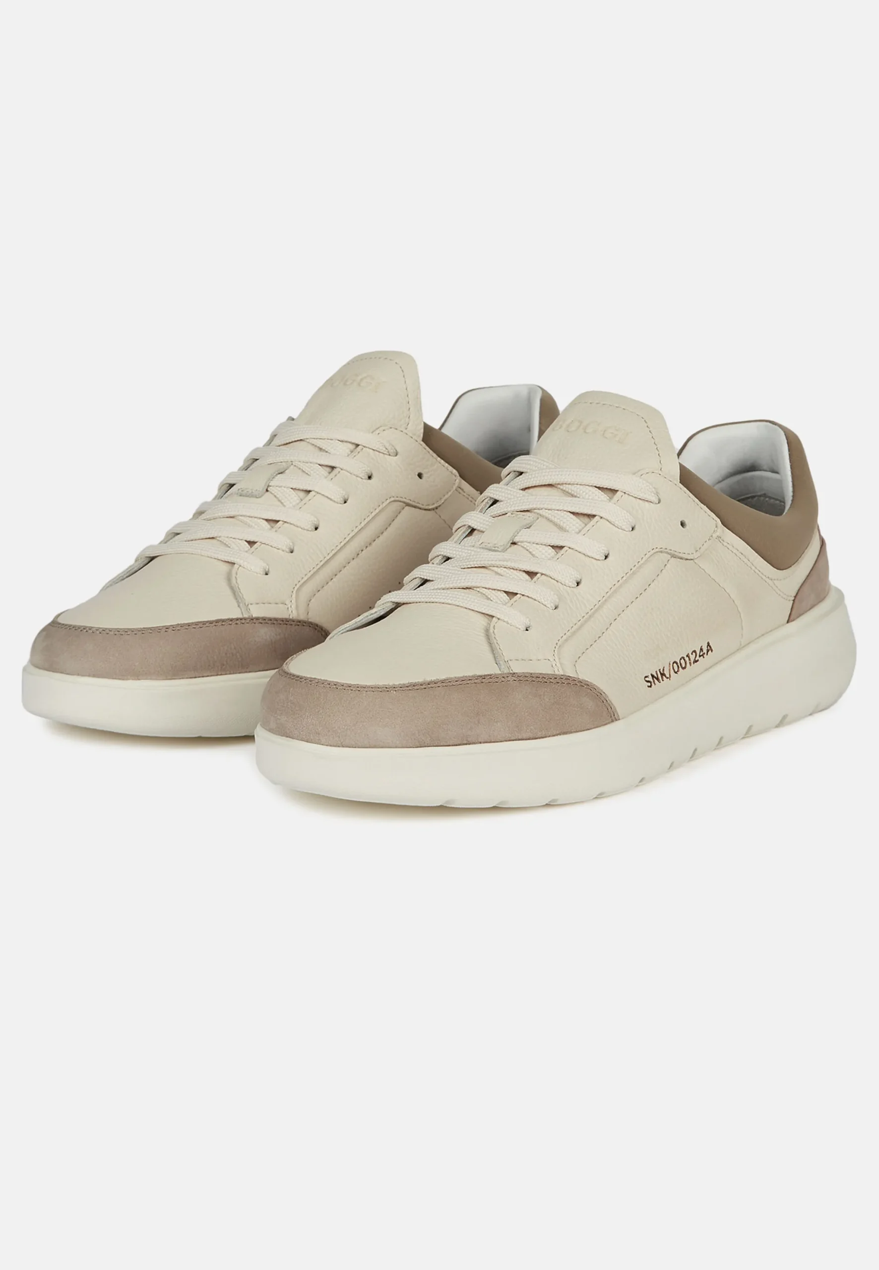 Sneakers Couleur Sable En Cuir Foulonné