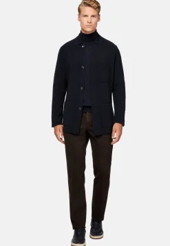Surchemise Maille Bleu Marine En Laine Mérinos