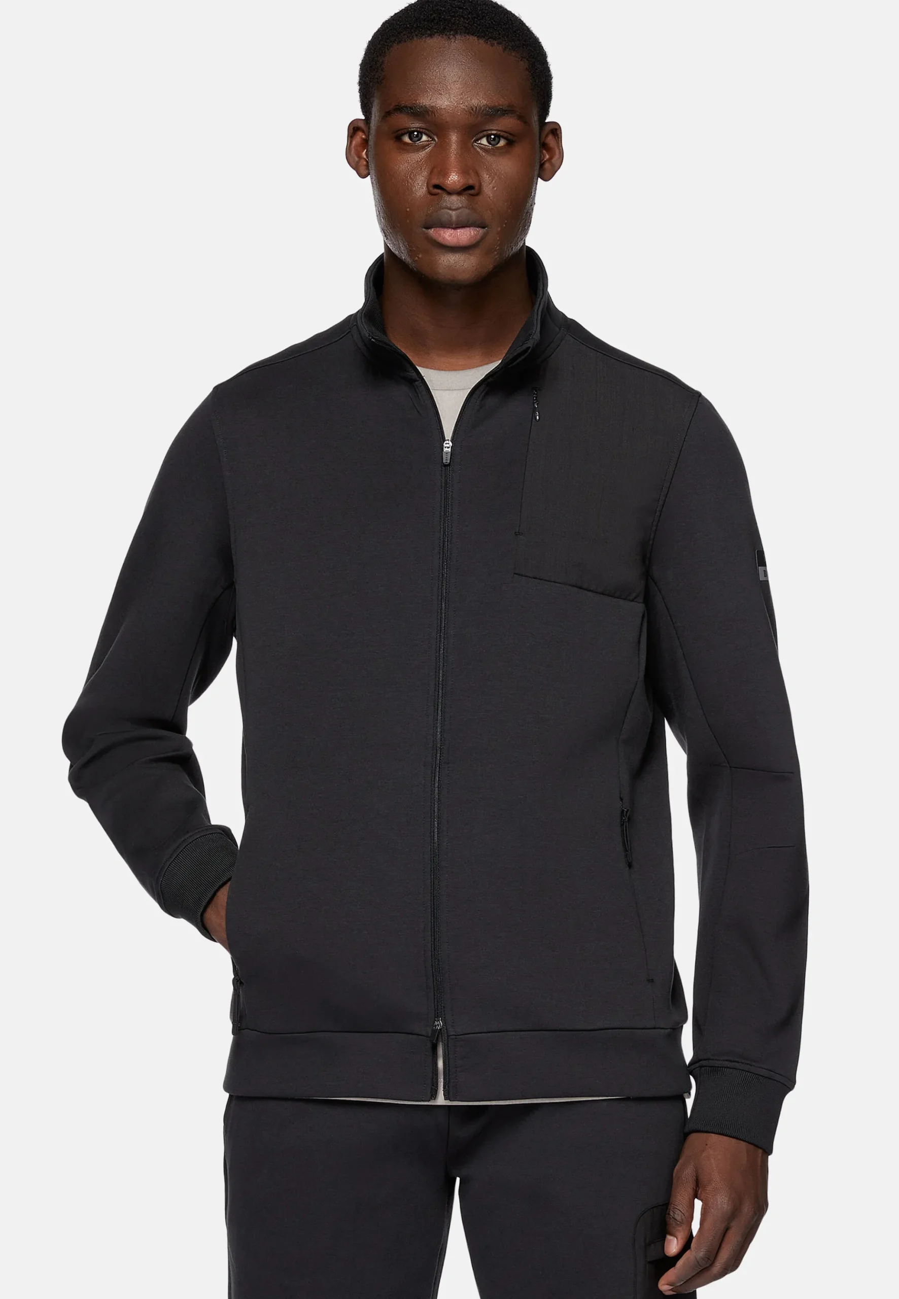 Sweat-Shirt Full Zip En Mélange Coton Et Scuba Léger