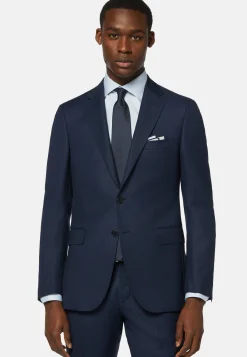 Veste Bleue Œil-de-perdrix En Laine Super 110