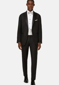 Veste De Smoking Noir En Laine Avec Revers En Pointe