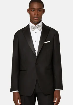 Veste De Smoking Noir En Laine Avec Revers En Pointe