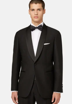 Veste De Smoking Noir En Laine Avec Revers Châle