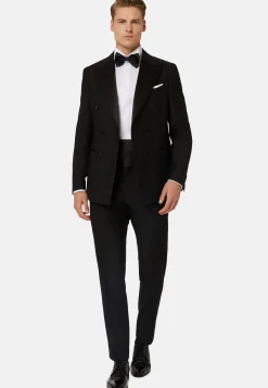 Veste De Smoking Noire En Laine Avec Revers En Pointe
