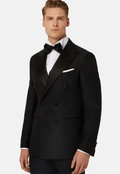 Veste De Smoking Noire En Laine Avec Revers En Pointe